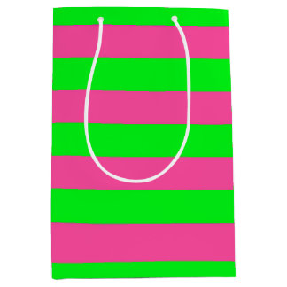 Sacola Para Presentes Média Design de faixa rosa e verde