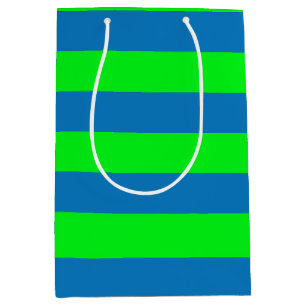 Sacola Para Presentes Média Design de faixas azuis e verdes