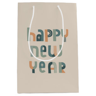Sacola Para Presentes Média Design de Feliz ano novo de Tipografia Funky