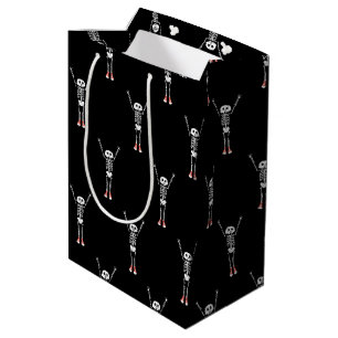Sacola Para Presentes Média Design de Halloween legal Skeleton