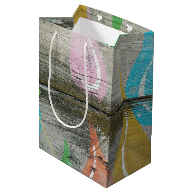 Sacola Para Presentes Média Design de madeira russa (Verso inclinado)
