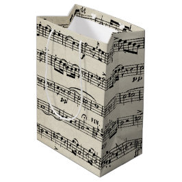 Sacola Para Presentes Média Design de Música de Folha