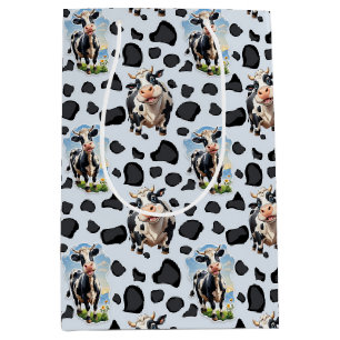 Sacola Para Presentes Média Design de padrão animal de vaca