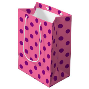 Sacola Para Presentes Média Design De Padrão De Bolinhas Roxo A Rosa