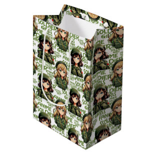 Sacola Para Presentes Média Design de Padrão de Meninas Soldier Animes