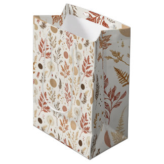 Sacola Para Presentes Média Design de padrão floral boho botânico 396