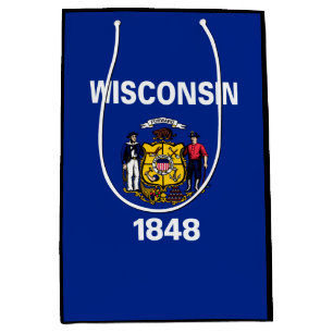 Sacola Para Presentes Média Design de Sinalizador do Estado de Wisconsin