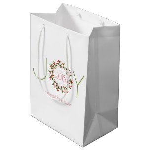 Sacola Para Presentes Média Design de texto De Alegria Com Frota De Natal