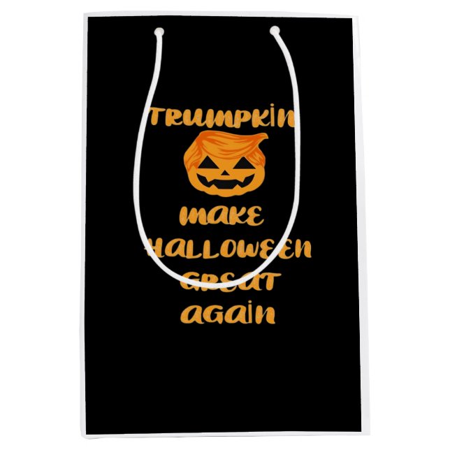 Sacola Para Presentes Média Design do Dia das Bruxas de Abóbora Trumpkin - Eng (Frente)