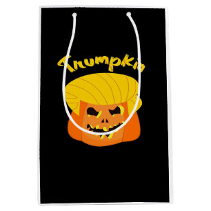 Sacola Para Presentes Média Design do Dia das Bruxas de Abóbora Trumpkin - Slo