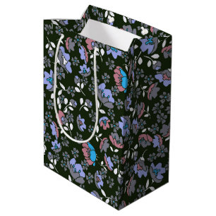 Sacola Para Presentes Média Design Floral a preto