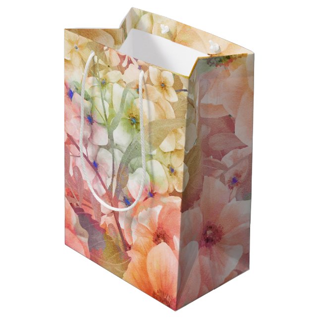 Sacola Para Presentes Média Design Floral de Verão (Verso inclinado)