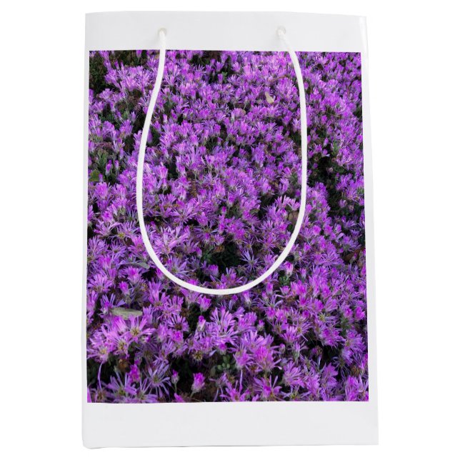 Sacola Para Presentes Média Design Floral em Roxo (Frente)