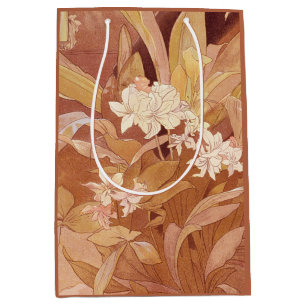 Sacola Para Presentes Média Detalhe Floral Art Nouveau de Alphonse Mucha