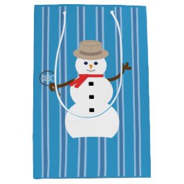 Sacola Para Presentes Média Detetive Blue Snowman, divertido e Rico