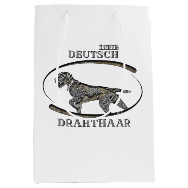 Sacola Para Presentes Média Deutsch Drahthaar, Melhor cão de caça (Frente)