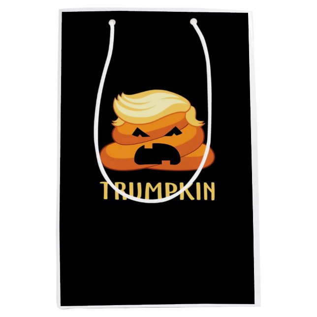 Sacola Para Presentes Média Dia de as Bruxas engraçado de Poop Trumpkin (Frente)