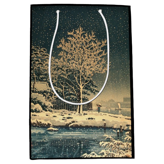 Sacola Para Presentes Média Dia de inverno no Rio Sumida, no Japão (Frente)