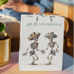 Sacola Para Presentes Média Dia de los Muertos dançando esqueletos homens