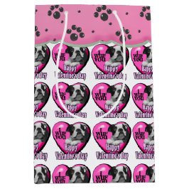 Sacola Para Presentes Média Dia de os namorados de Boston Terrier