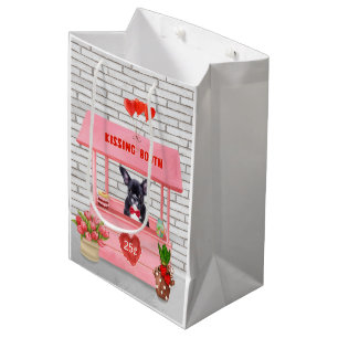 Sacola Para Presentes Média Dia de os namorados de Buldogue Francês Beijando B