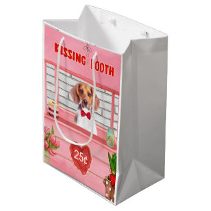 Sacola Para Presentes Média Dia de os namorados do Cachorro Beija