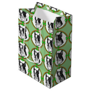 Sacola Para Presentes Média Dia de Santa Patrícia em Boston Terrier