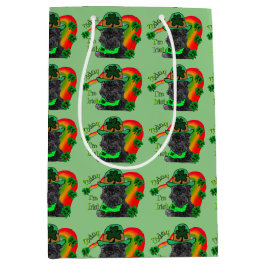 Sacola Para Presentes Média Dia de São Patrício do Affenpinscher