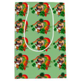 Sacola Para Presentes Média Dia de São Patrício do Pit Bull Terrier, americano