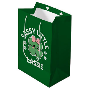 Sacola Para Presentes Média Dia de São Patrício Garotinha Sassy Little Lassie
