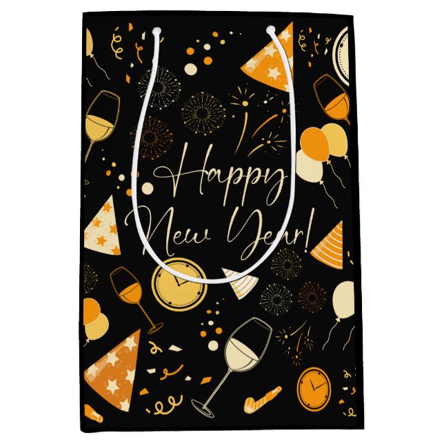 Sacola Para Presentes Média Dia do ano novo (Frente)