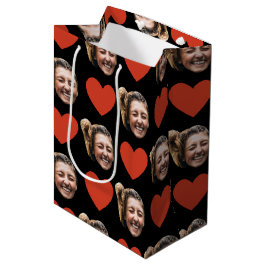Sacola Para Presentes Média Dia dos Namorados Cara Foto Personalizada Coração 
