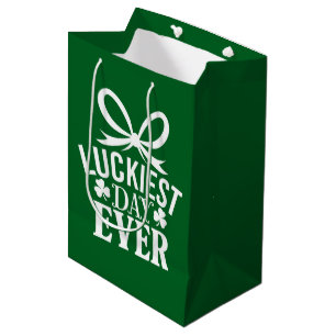 Sacola Para Presentes Média Dia Mais Sortudo de Sempre St Patricks Day Irlandê