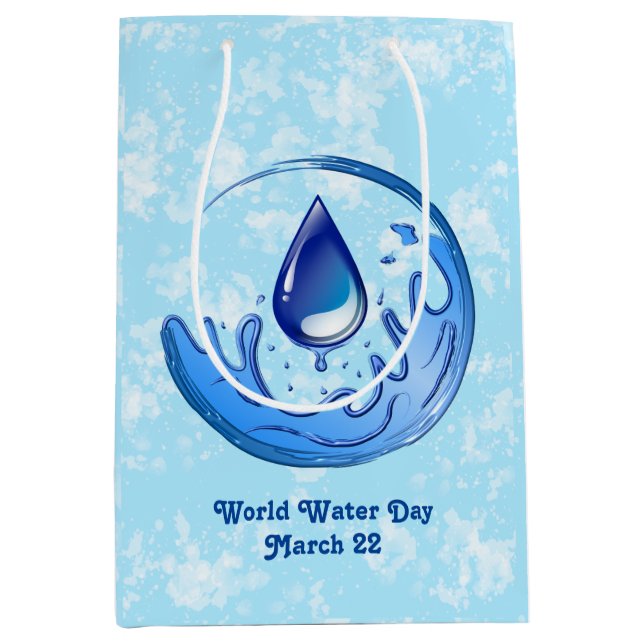 Sacola Para Presentes Média Dia Mundial da Água Salve a Terra (Frente)