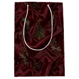 Sacola Para Presentes Média Diamante de Seda Borgonha