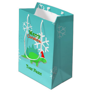 Sacola Para Presentes Média Dinossauro de Kawaii do Feliz Natal