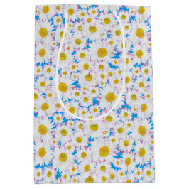 Sacola Para Presentes Média Ditzy Daisies no Blue Custom Medium Gift Bag