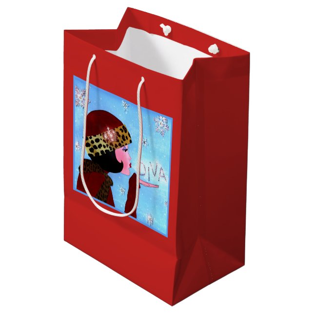Sacola Para Presentes Média Diva Brilhos de Inverno (Frente inclinada)