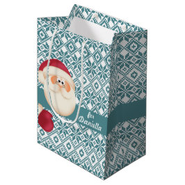 Sacola Para Presentes Média Diversão de Natal Personalizado Nome do Pai Natal