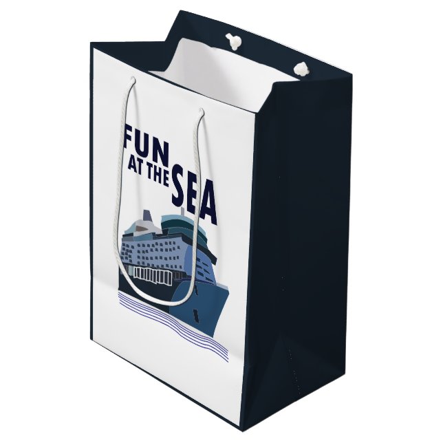 Sacola Para Presentes Média Diversão No Navio de Cruzeiro (Frente inclinada)