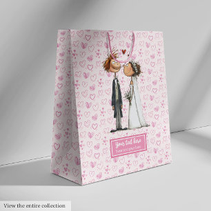 Sacola Para Presentes Média Diversão Personalizada do Casal de Casamento de Ca