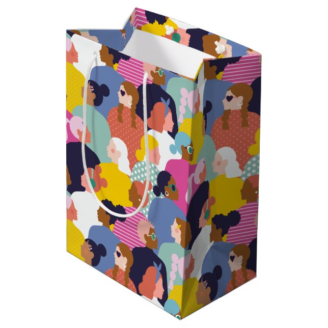 Sacola Para Presentes Média Diversidade de Mulheres - Mulheres de Diferente Et (Verso inclinado)