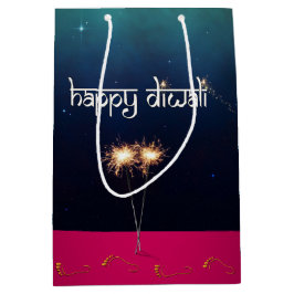 Sacola Para Presentes Média Diwali Feliz e Espelhante - Saca de Presente Médio