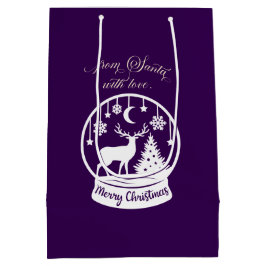 Sacola Para Presentes Média Do Papai Noel Com Amor Globo de Neve Cervo