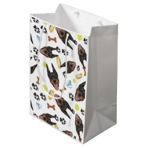 Sacola Para Presentes Média Doberman de sorriso do cão