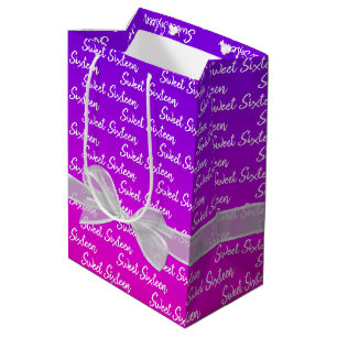 Sacola Para Presentes Média Doce 16 Arco De Aniversário Em Neon