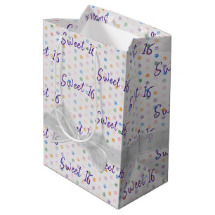 Sacola Para Presentes Média Doce 16 Arco De Aniversário Nas Bolinhas