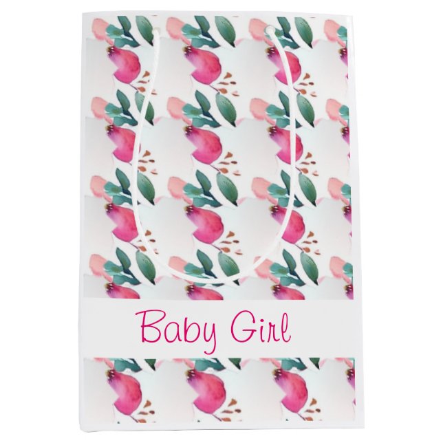 Sacola Para Presentes Média Doce arte de rosa (Frente)