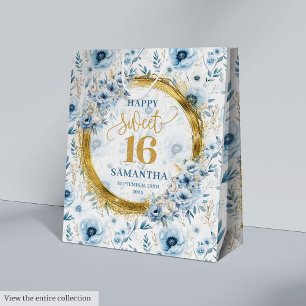 Sacola Para Presentes Média Doce Azul Sorridente Personalizado Sesseis Bolsas