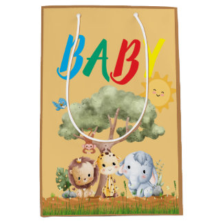 Sacola Para Presentes Média Doce Bebês Animais